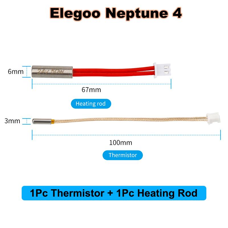Hotend Kit For Elegoo Neptune 4 3D Printer Part Bimetal Heatbreak Heat Block Heater Thermistor For Neptune 4 Pro Print Head