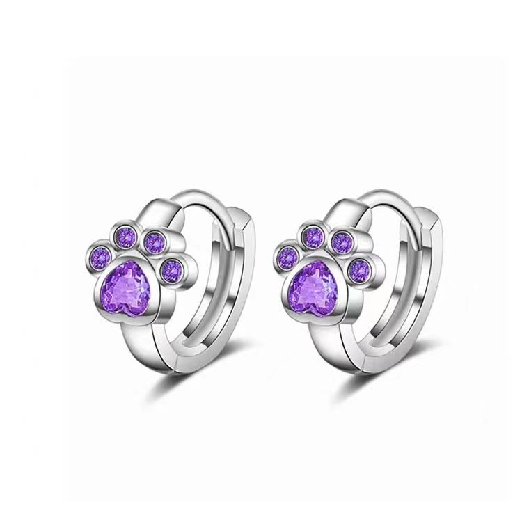 Модные серебряные серьги-кольца в форме кошачьей лапки, синие серьги с кубическим цирконием для девочек, минималистский подарок AVE