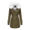 Jackets for Women Fleece Autumn and Winter Removable Hair Collar Women's Pie Over Long-sleeved Hooded Cotton Coat Velvet Coat Cotton Clothing Women