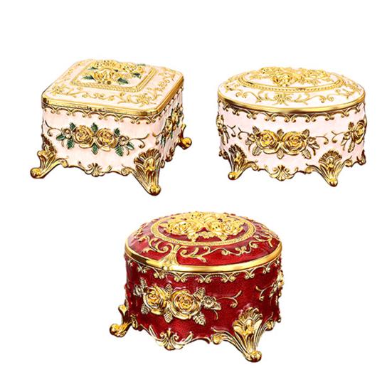Jewelry Box Vintage Storage Reusable Unique Rose Pattern Organizer for Bedroom