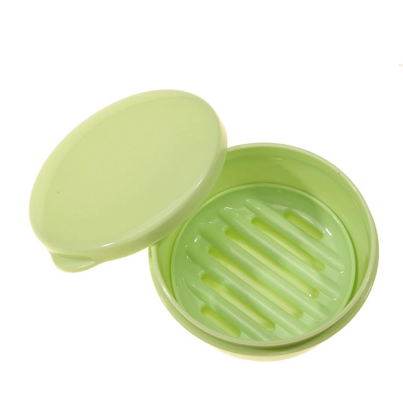 Portable Round Soap Dishes Plastic Soap Container With Lid Leak-Proof Drain Soap Box Holder For Home Traveling Outdoor Hiking Camping Gym