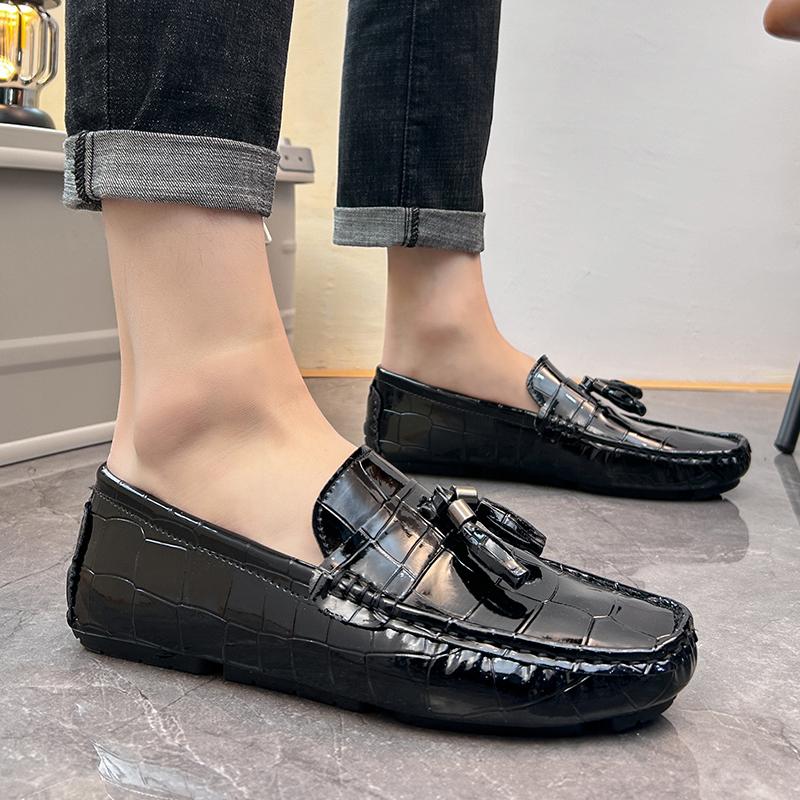 Men Leather Shoes Slip On Fashion Serpentine Shoe Fashion Moccasins Club Party Shoes Men Loafers Shoes Men Big Size 48