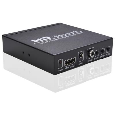 Конвертер видео SCART/HD в HD Поддержка переключателя 720P/1080P Переключатель PAL/NTSC SCART HD Вход HD 3,5 мм Аудио Коаксиальный выход Американская вилка