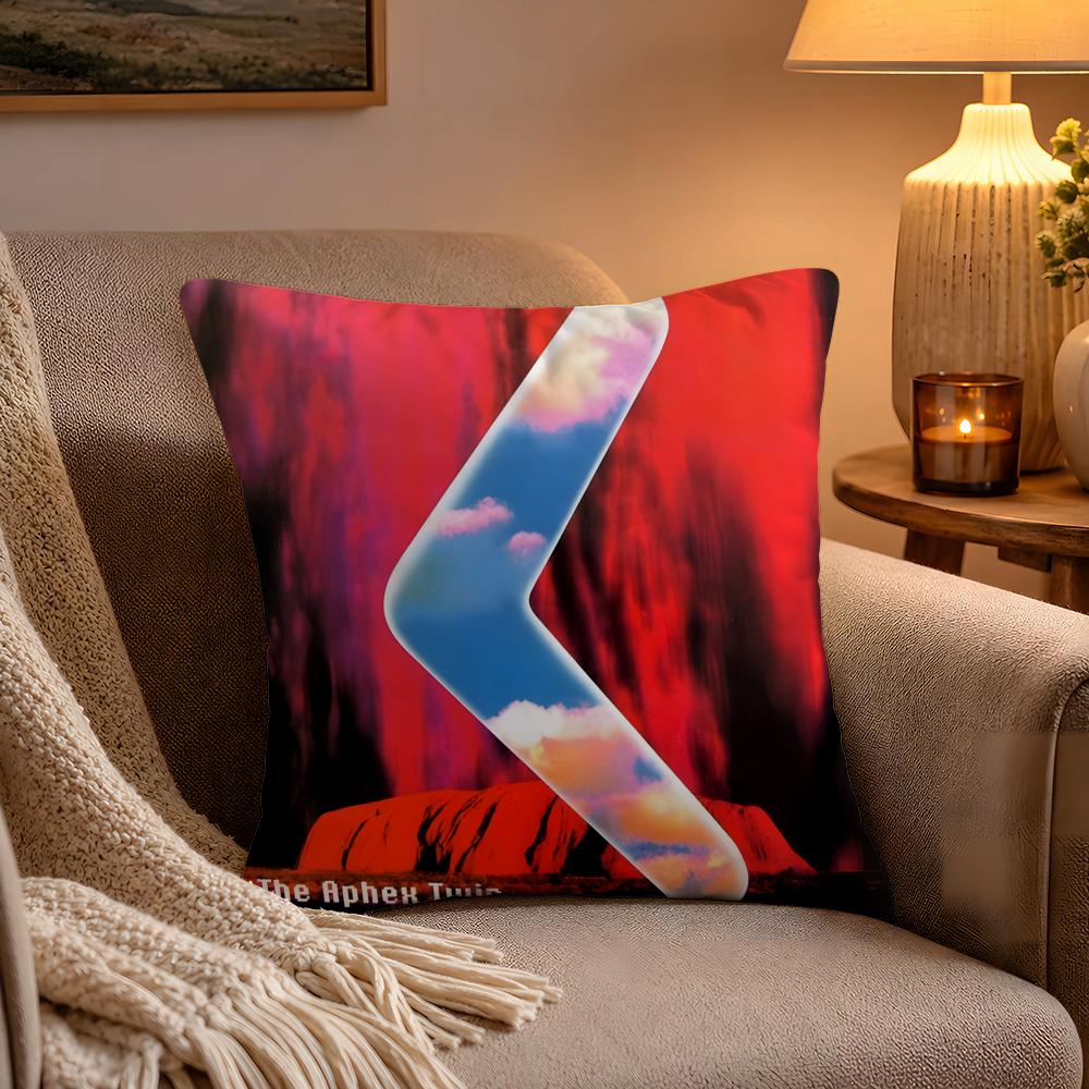 AAphex TTwin Album Cover Cushion Cover Soft Plush Cushion Cover Double Print And Invisible Zipper For Sofa Home Car Use