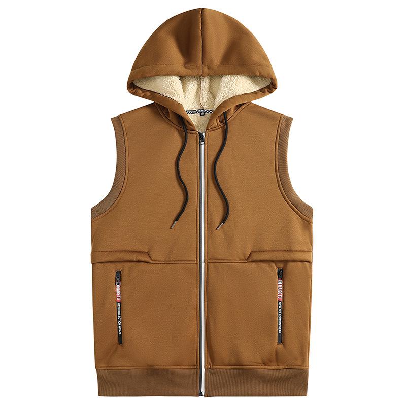 Плюшевая мужская куртка из шерсти ягненка с капюшоном свободного кроя Мужская одежда