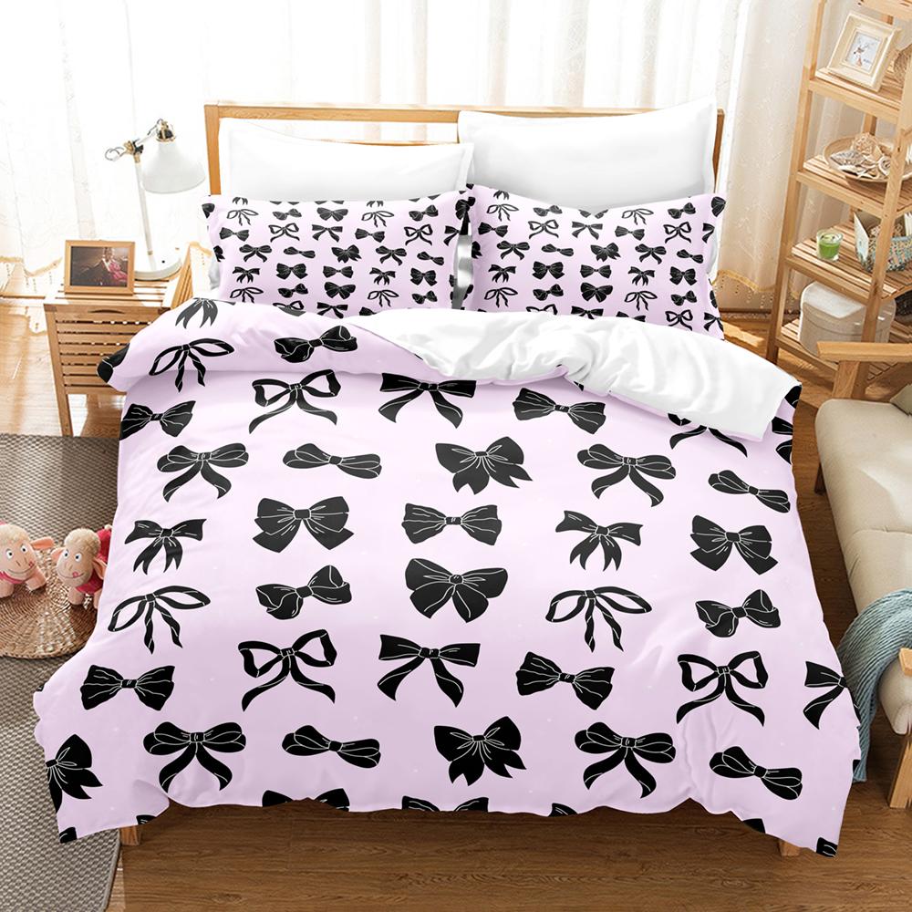 4pcs Bowknot Bedding Sets Skin Friendly Soft Bedsheets And Duvet Covers Comfortable And Lovely Suitable For All Ages