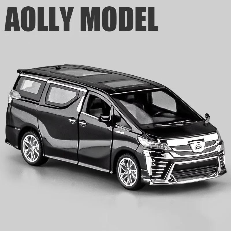 1:32 Vellfire HIACE MPV Модель автомобиля Игрушка Литье под давлением Сплав Резиновые шины Транспортные средства Звук Свет Модели с возвратом Подарки для детей
