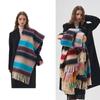 Female Winter Scarf Rainbow Long Scarf Soft Cashmere Like Neck Wrap Scarf Shawl Pashmina Women Scarves Neckwear Scarf