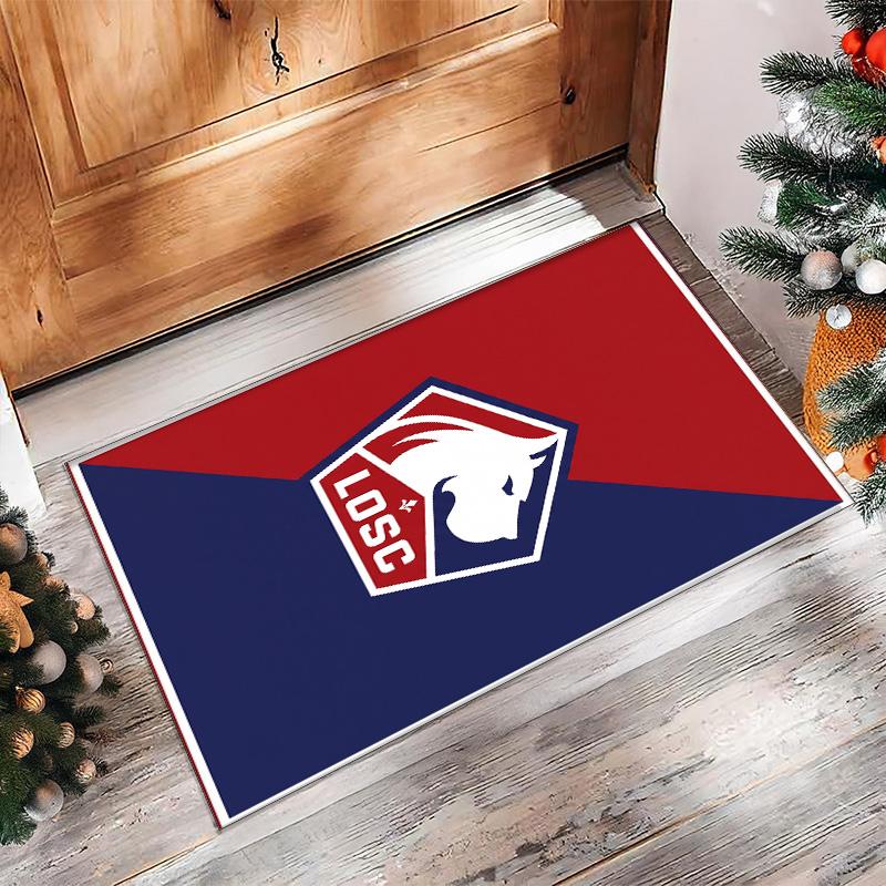 LOSC Lille FC Soccer Football Pattern Soft Area Rug Non Slip Indoor Floor Carpet Sports Decor Mat for Bedroom