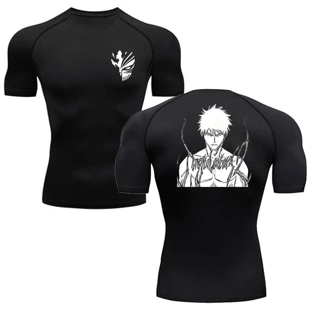 Аниме Bleach Футболка для мужчин Новый тренд Спорт BJJ Рашгард ММА Футболка Мужской Спортивный костюм для тренажерного зала Фитнес Боксерские майки Компрессионная футболка
