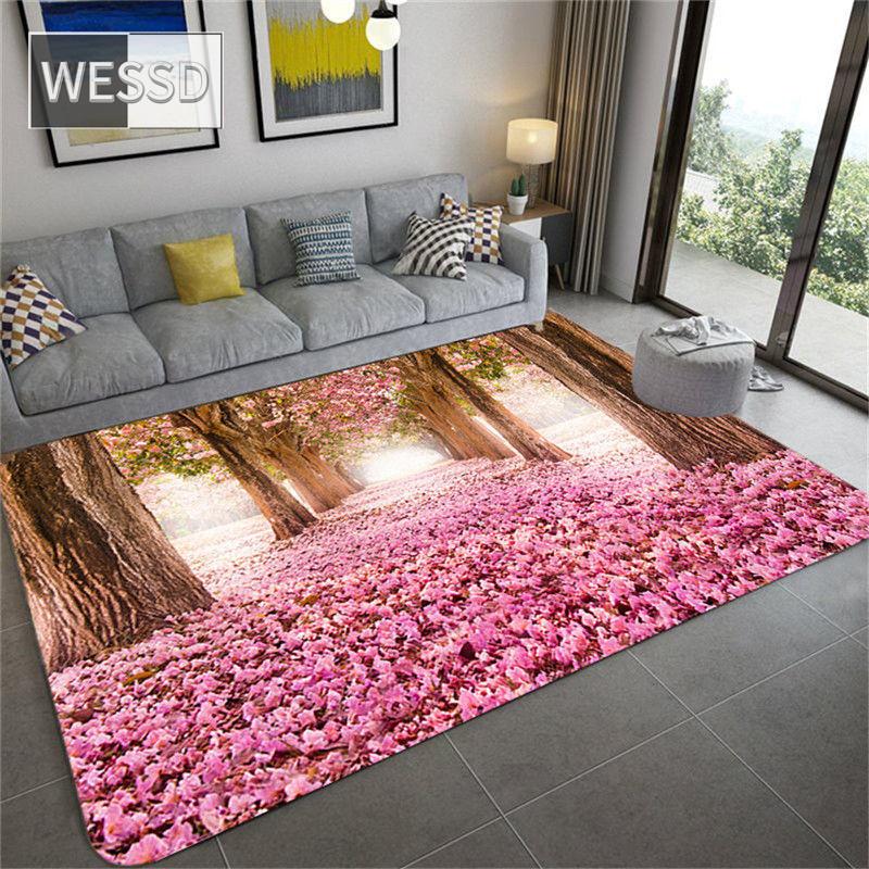 Скандинавский ковер с цветочным узором вишни большого размера для гостиной, водопоглощающий ковер для ванной, напольный коврик, коврик с розовым цветком
