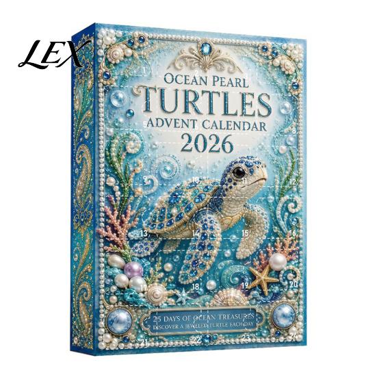 DIY Holiday Craft Supplies Marine Life Advent Calendars 2026, 24 Days Christmas Countdown Calendar with 2D Acrylic Cute Turtle Themed Toys Lobster