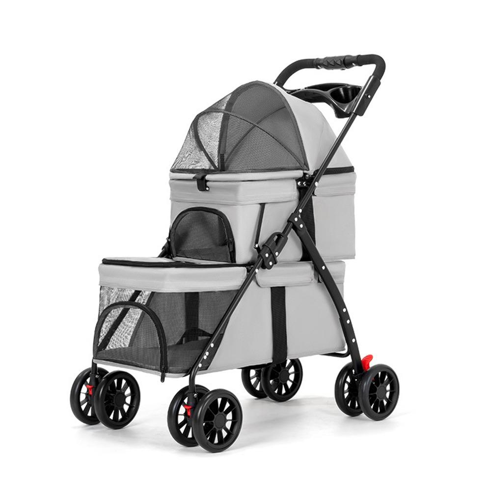 with 2 Carriages Double Pet Stroller Cup Holder Dog Stroller Multi-Pet Families