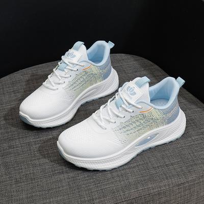 Весна 2025 года, новая корейская версия, дышащая женская обувь с плетением из мух, спортивная обувь для бега для студентов, женская повседневная обувь Q1005