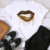 (Asian Size) Fashion Print Lip Funny Trend Cute Lovely Style Graphic Tee Female Casual T Clothing Casual Women's Top Short Sleeve T-shirt