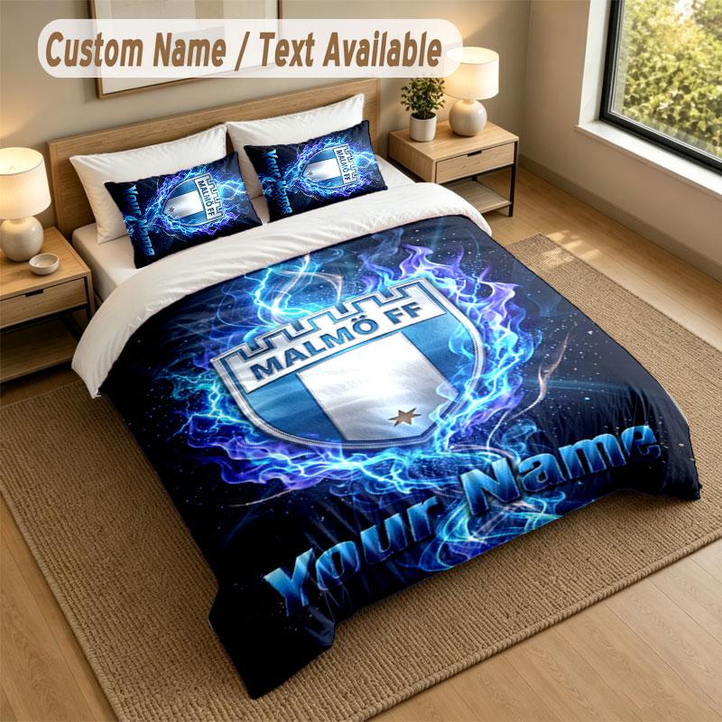 Bedding Set 1 Duvet Cover 2 Pillowcases Malmö FF Print Soft Bed Linen Bedroom Decor