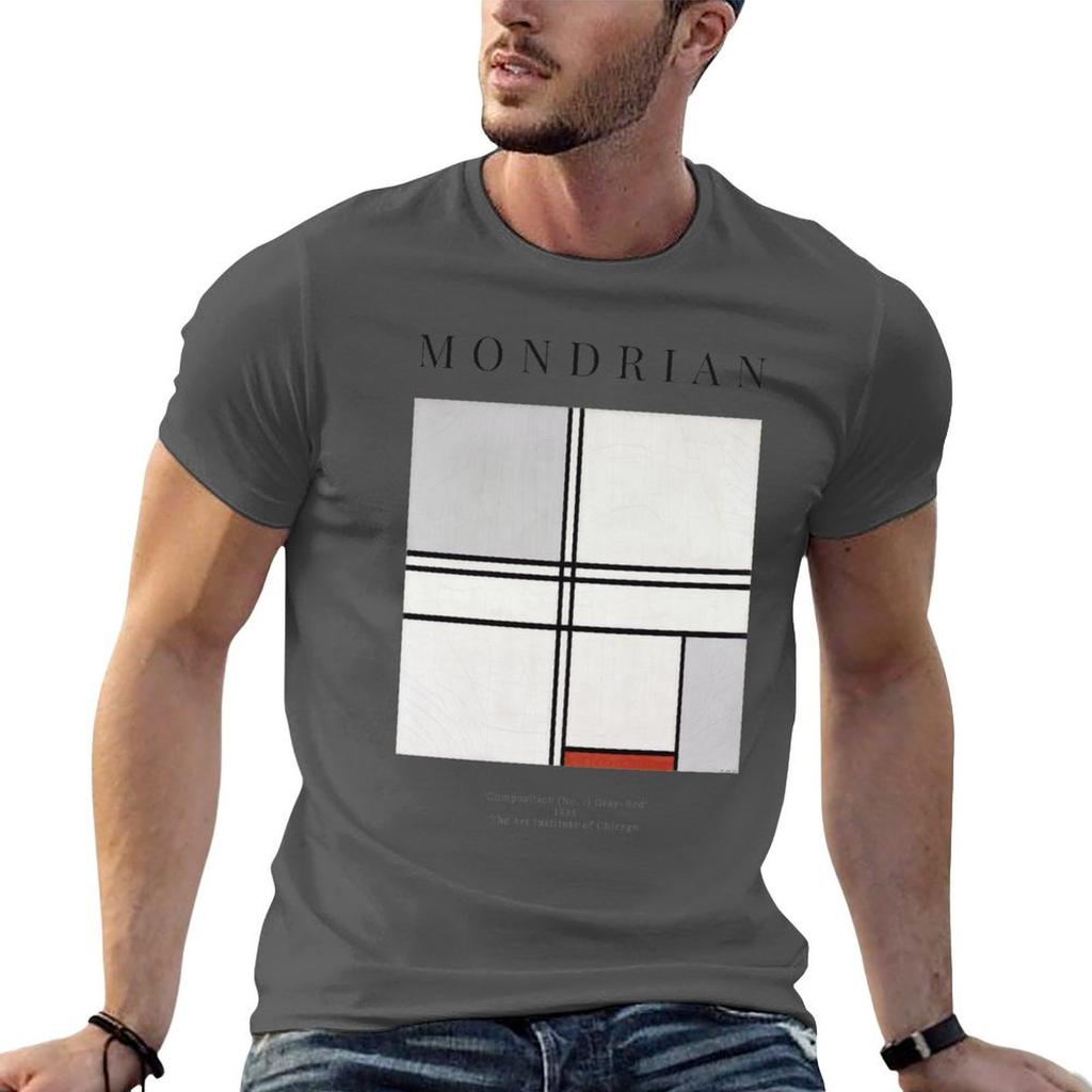 Composition No 1 Grayred Piet Mondrian Exhibition Poster Tshirt Perforunisexce Workout Short Sleeve Tee