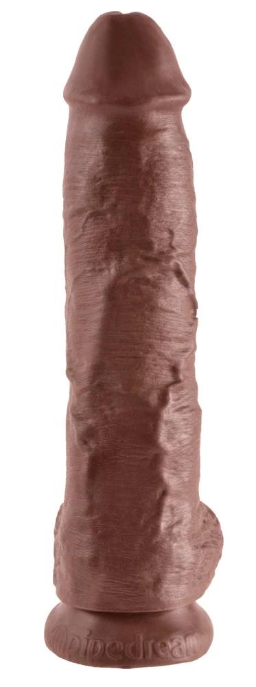 King Cock - Realistic Dildo with Glans, Testicles and Veins 25 CM Brown Skin Color