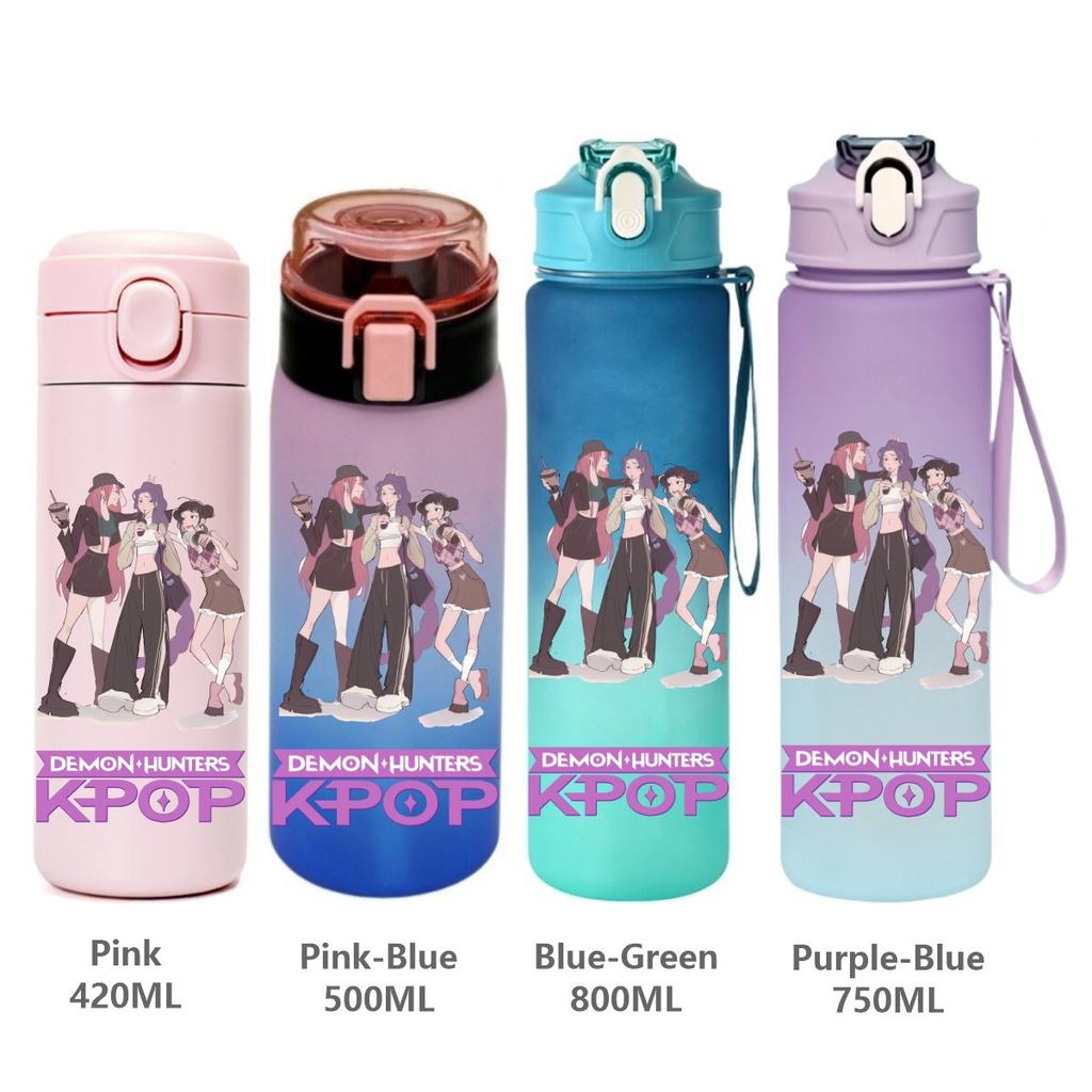 KPop Охотники на демонов Спортивная бутылка для воды Модная с рисунком мультяшной фигурки Герметичная Портативные стаканы для питья Подарки на день рождения для детей Подвижная шарнирная Масштаб