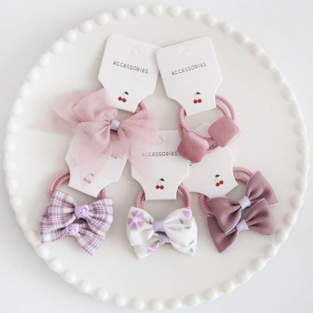 10Pcs Sweet Hair Ties Bowknot Kids Girls Hair Rope Fashion Elastic Rubber Band