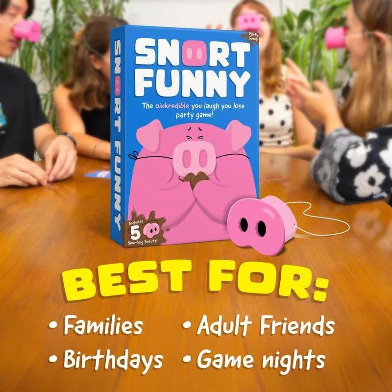 The Oinkcredible"You Laugh You Lose"Party Game, Snorts-Funny Game for Friend, 5 Toy Pig Noses & Challenge Cards Festive Gifts