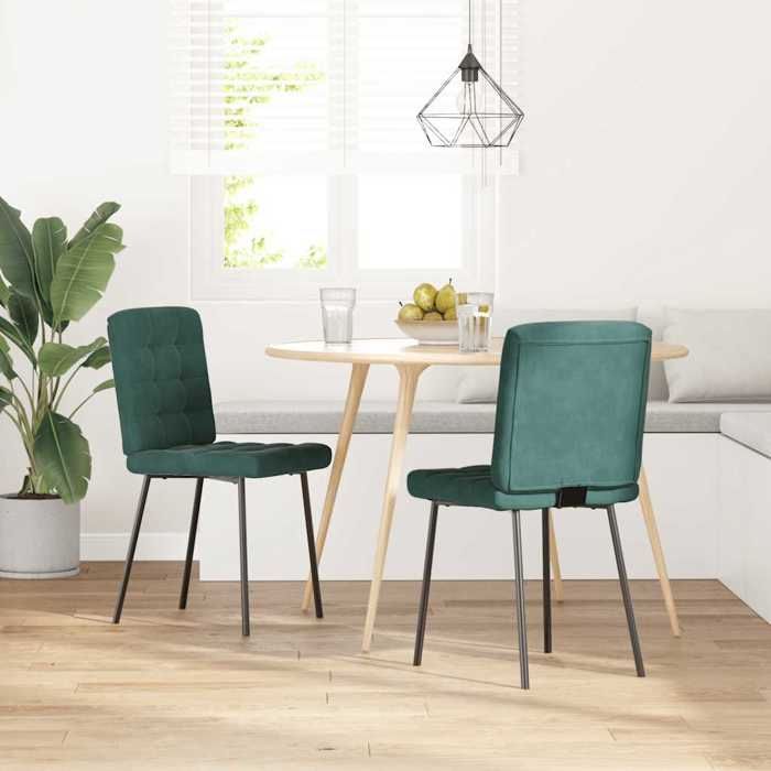 VidaXL Dining Chairs Set of 2 Dark Green Velvet 4101082