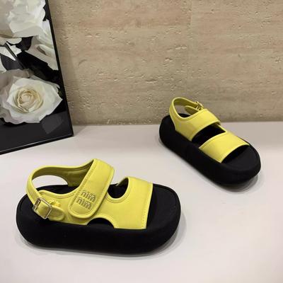 Корейская версия сандалий на платформе с липучками с открытым носком 2025 летний стиль ткань модные универсальные повседневные инс прилив римские сандалии