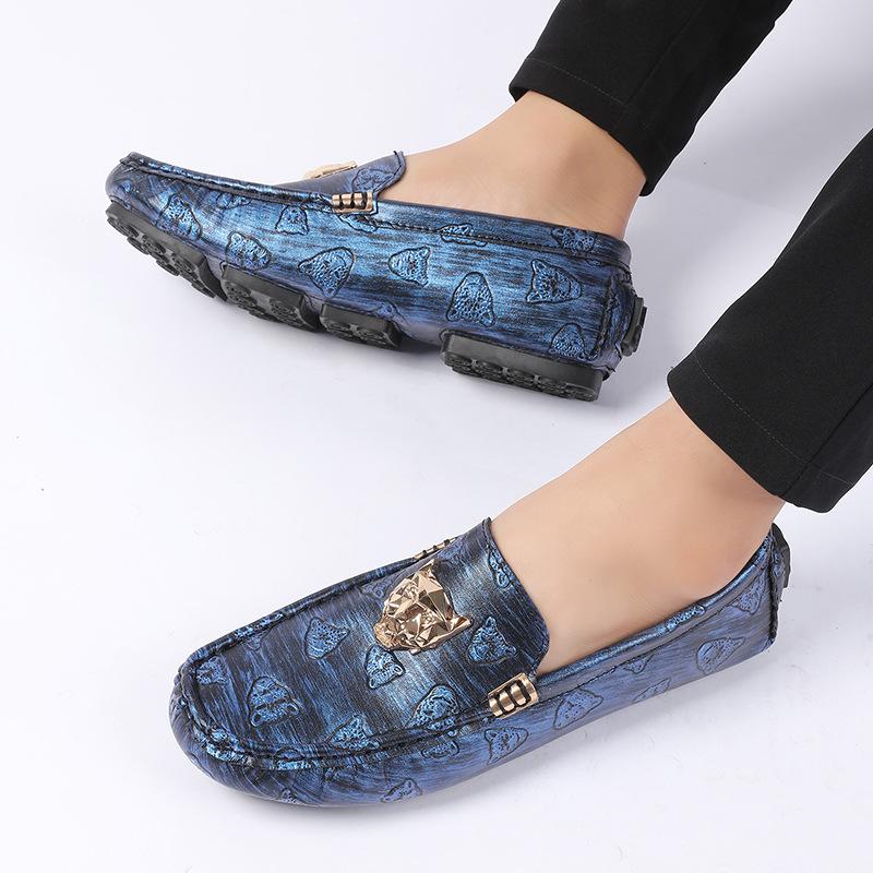 Cross-border Large Size Men's Driving Shoes Slip-On Loafers with Soft Sole, Handmade Fashion Casual Leather Shoes for Men