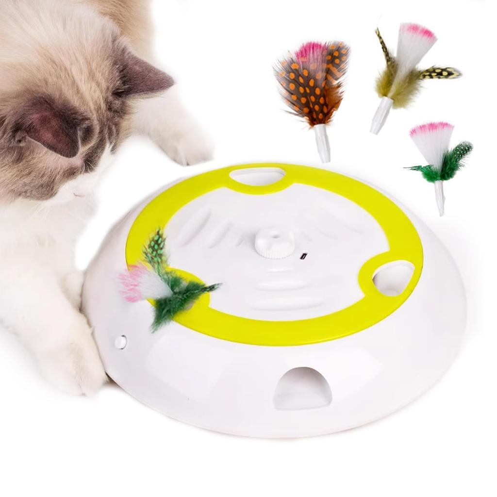 [New for 2025] Electric Cat Toy for Solo Play, Never Bored, Popular Cat Teaser, USB Rechargeable, Exercise Relief, Cat Toy with Feathers, Automatic