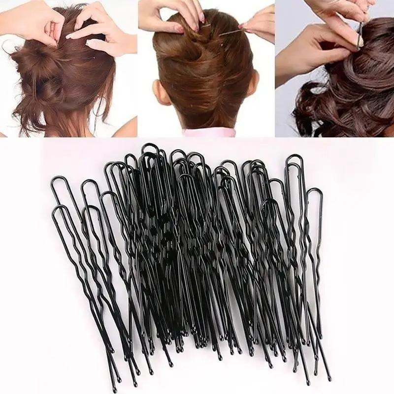 50/100 PCS  U Shaped Hair Pins Curly Wavy Grips Hairstyle Round Toe Ballet Hair Bobby Accessories Net Grips for Women Lady Girls