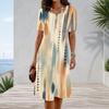 Women Plus Size Round Neck Short Sleeve Abstract Printed A Line Flared Dress