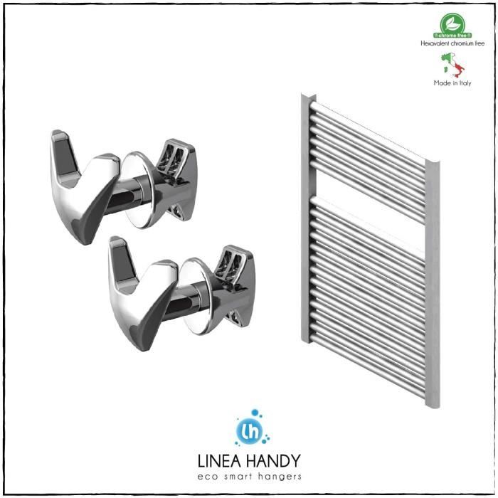 Paire De Handy Vip Tubes Ronds - Patères, Se Fixe Directement Sur Le Radiateur Sèche-serviettes - Chrome