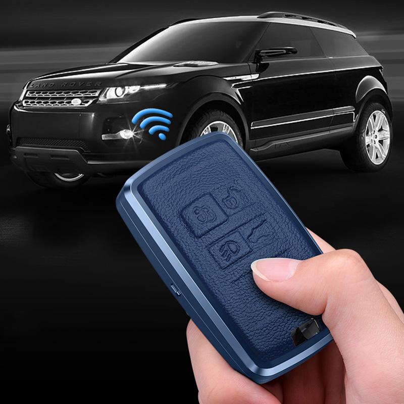 Aluminum Alloy Leather Car Key Case Cover for Land Rover Defender Discovery Sport Range Rover Sport Velar Evoque Jaguar XE XF