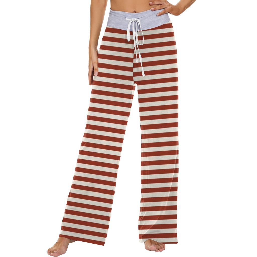 Женские модные повседневные удобные пижамные брюки с принтом и широкими штанинами на шнурке