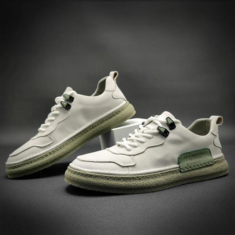 2024 Новые мужские кроссовки Брендовые кожаные повседневные туфли Трендовые кроссовки для мужчин Комфортные туфли на плоской подошве Дизайнерская мужская обувь Zapatillas Hombre