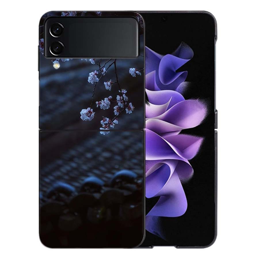 Снежная Персиковая Вишня Перед Домом Чехол Для Телефона Для Samsung Z Flip 6 7 5G Galaxy Z Flip 5 4 3 5G Чехлы Ударопрочный Жесткий