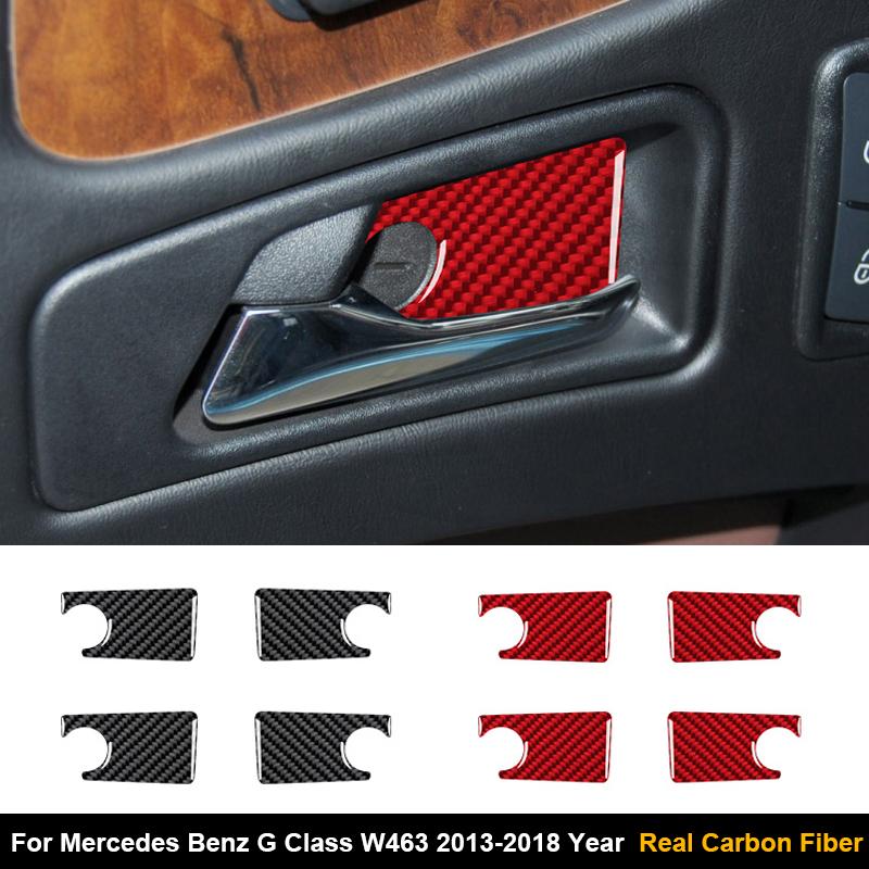 4PCS Real Carbon Fiber Car Inner Door Bowl Decorative Sticker For Mercedes-Benz G-CLASS W463 2013-2018 Auto Interior Accessories