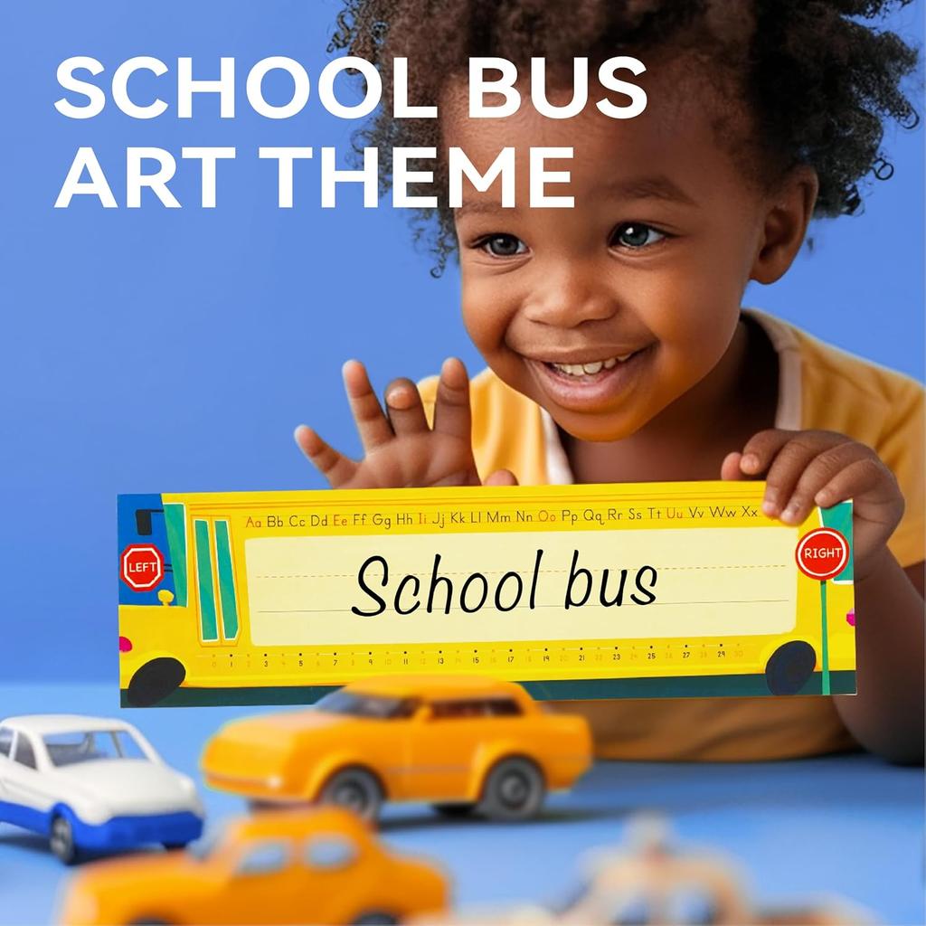 40 PCS Desk Nameplates for Classroom, Name Plate for Desk with Alphabet, Number Line, Traditional Manuscript Name Plate for Classroom School