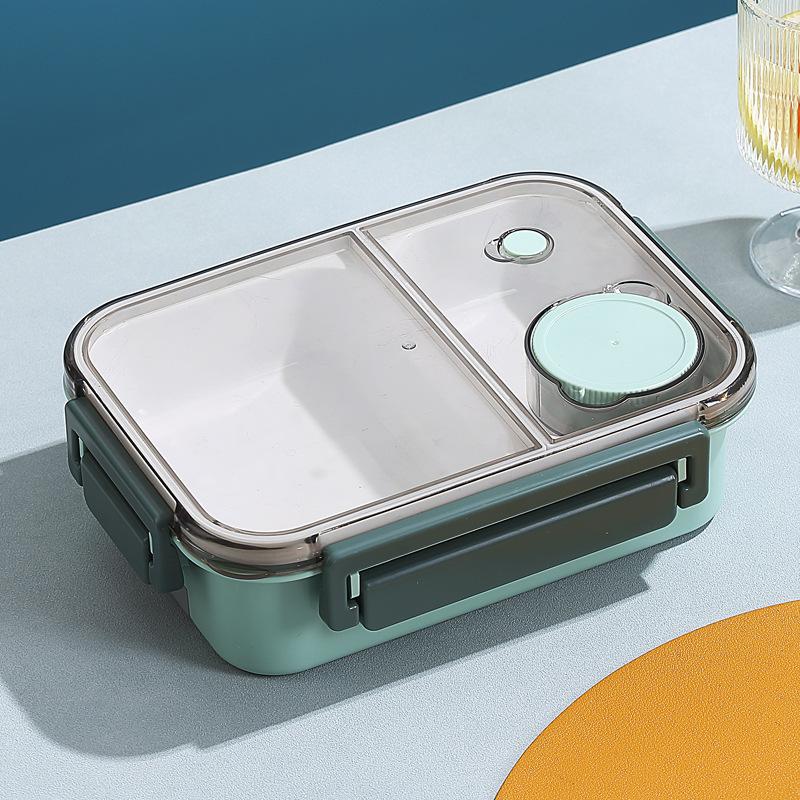 850ml 304 Stainless Steel Insulated Large Capacity Portable Divided Sealing Bento Lunch Box With Sauce Box School Office Camping