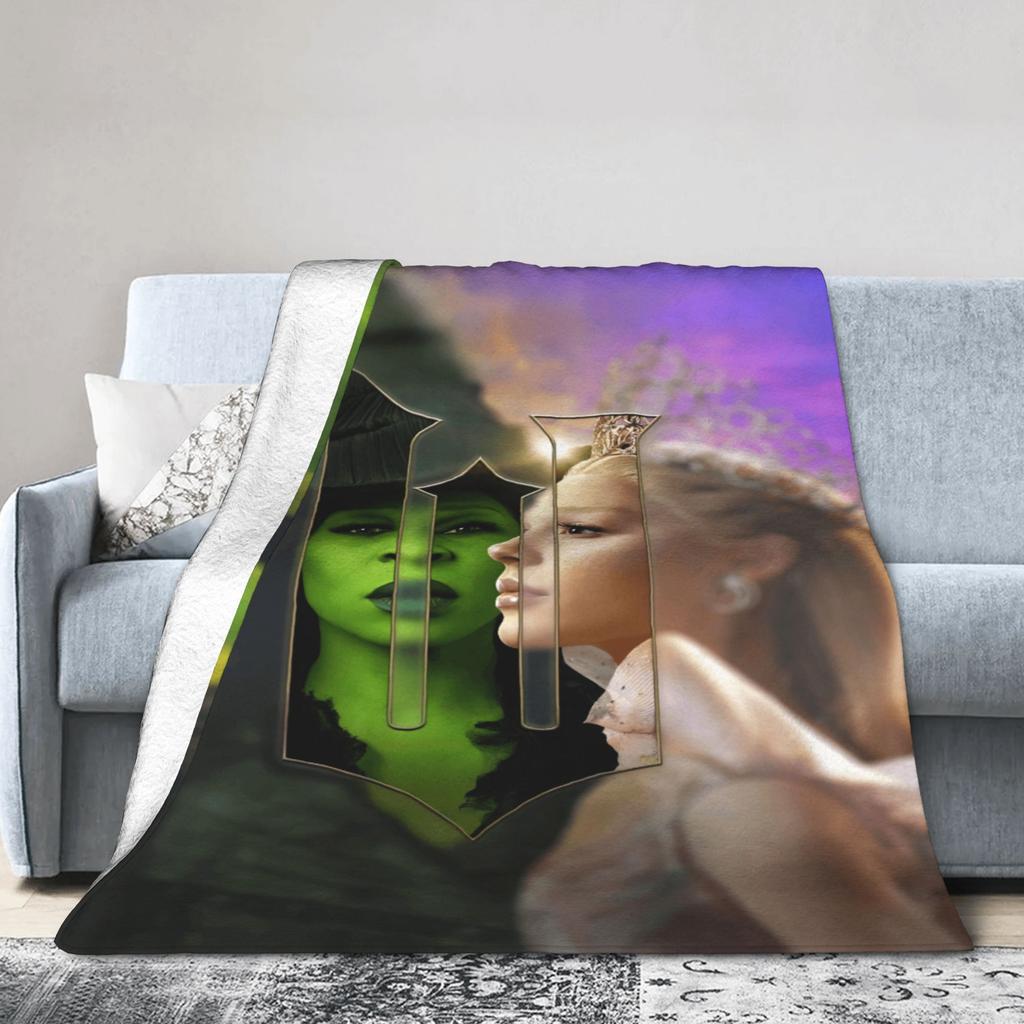 W-Wicked 2 Musical Movie Glinda Elphaba Blanket Warm Soft Street Trend Plush Throw Blanket Flannel Bedspread Bed Cover