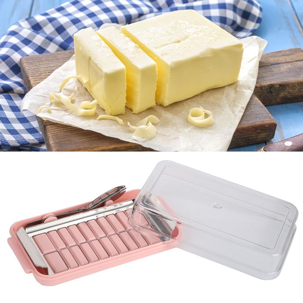 Transparent Cover Butter Storage Container 2 in 1 Design Butter Dispenser Slicer Restaurant Use