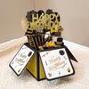 3D Black Folding Handmade Birthday Card - High-End Creative Design
