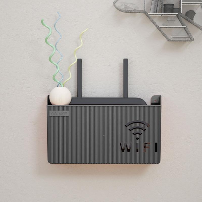 Sturdy Plastic Shelf Organizers Holds Router TV Box Optimizes Desk Space