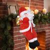 Simple Festive Style Decorations Santa Claus Climbing Decoration, Christmas Tree Hanging Ornament Holiday Door Wall Decor with Rope for Party, Indoor