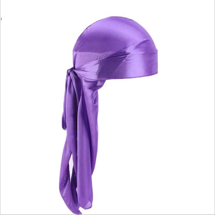 New Men's Long Silky Satin Breathable Turban Hat Wigs Doo Durag Biker Headwrap Chemo Cap Pirate Hat Men Hair Accessories