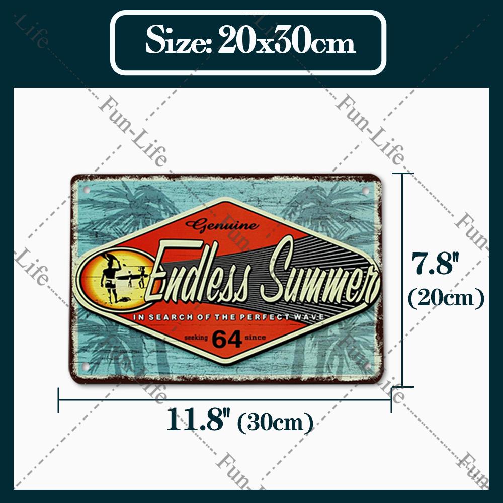 Пляжная жестяная вывеска, бар, паб, кафе, магазин, настенное украшение для серфинга, винтажная металлическая художественная наклейка, плакат, домашний декор, железная пластина 20x30 см