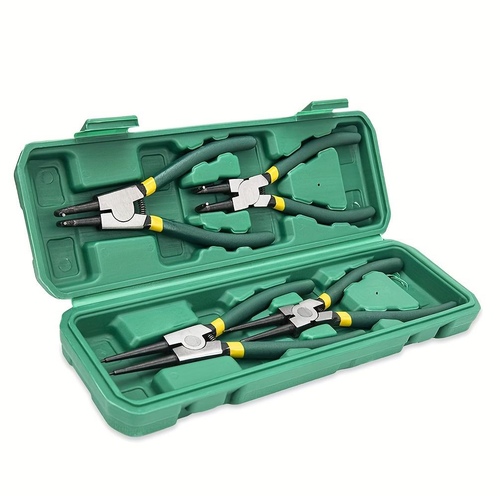 7-Inch 4-Piece Clamp Pliers - Heavy Duty Inner and Outer Ring Clamp Tool Kit with Straight and Elbow for Easy Removal of Ring and Retention C-Clamp