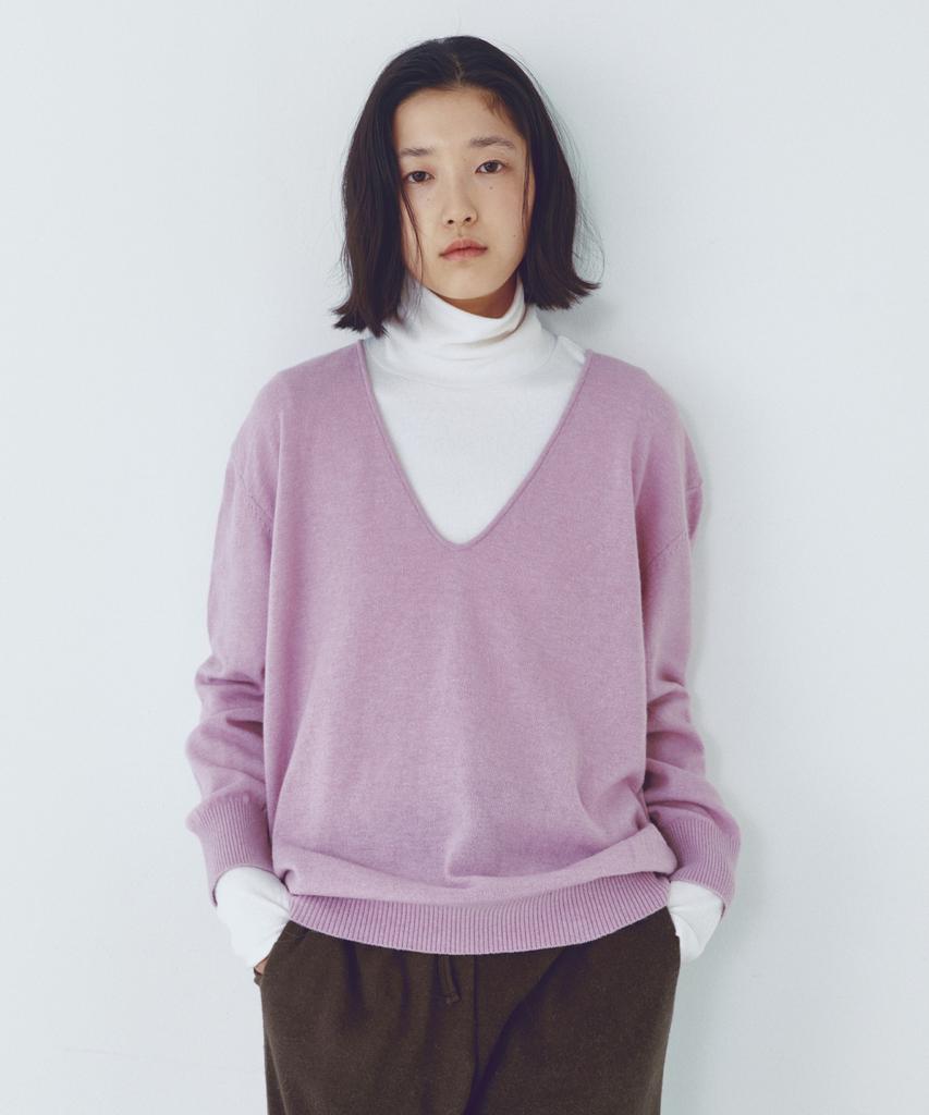 CITTA Essential Wool Blended Deep V-Neck Knit_Ctk253(Lavender)