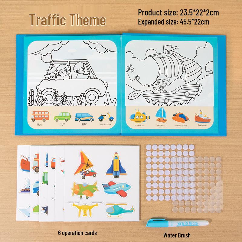 Детская книжка для рисования водой и раскрашивания граффити через границу для раннего развития