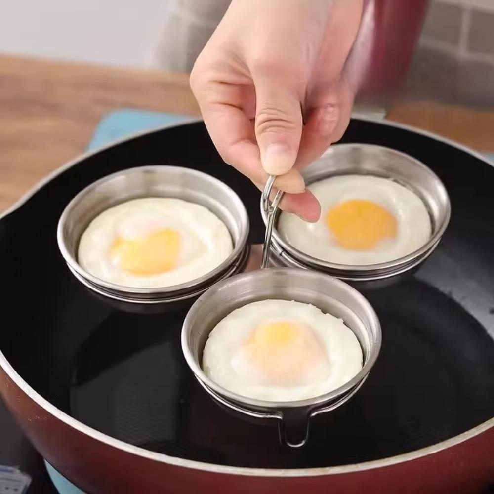 3 Cup Egg Poaching Pan with Grab Handle Omelette Maker Dip Dish Egg Cooker Mold Egg Tart